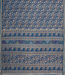 Navy Blue Printed Synthetic Dola Silk Saree With Zari Border-SY0256
