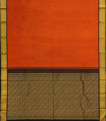 Rust Handloom Korvai Kanchipuram Silk Saree With Contrast Border - KA14629