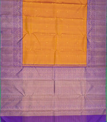 Mustard Handloom Kanchipuram Vairaoosi Korvai Silk Saree With Buttas