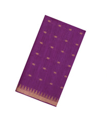 Magenta Woven Tussar Silk Saree With Floral Motifs & Contrast Border-TU3551