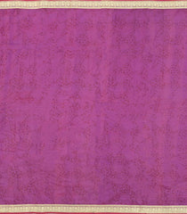 Purple Printed Silk Saree With Floral Motifs & Zari Border-PS0679