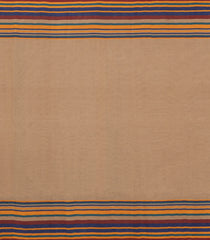 Beige Handwoven Bengal Cotton Saree With Contrast Border-BG1470