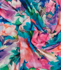 Multi Colour Woven Georgette Silk Saree With Printed Abstract Motifs-PS0562