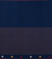 Navy Blue Handwoven Bengal Cotton Saree With Floral Buttas-BG1479
