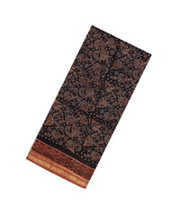 Black Printed Chanderi Cotton Saree With Zari Border-CC1651
