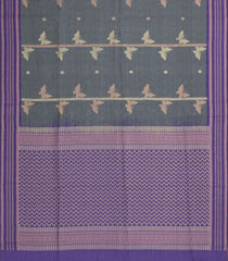 Grey Woven Art Dupion Saree With Butterfly Motifs & Contrast Border-BL4940