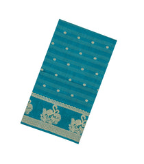 Cyan Printed Synthetics Dola Saree Zari Stripes & Buttas-BL5282