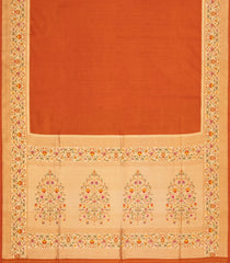 Orange Woven Art Dupion Saree With Meena Floral Border-BL5931