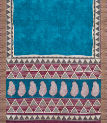 Blue Woven Art Tussar Silk Saree With Printed Floral Motifs-BL4204