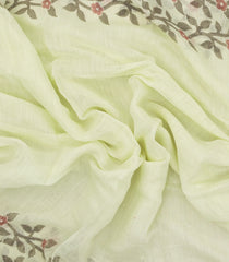 Off White Printed Synthetics Linen Saree With Floral Motifs-BL5238