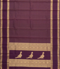 Burgundy Handloom Kanchipuram Silk Saree With Zari Checks-KA15129