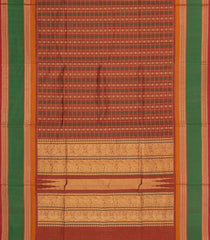 Rust Handloom Silk Cotton Saree With Checks-SC4204