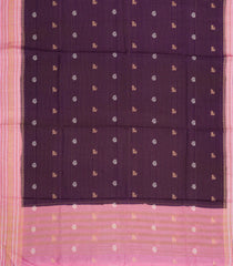 Dark Purple Woven Blended Viscose With Zari Checks & Buttas-BL5556