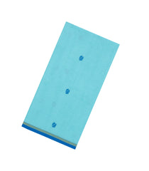 Turquoise Handloom Bengal Cotton Saree With Floral Buttas-BG1776