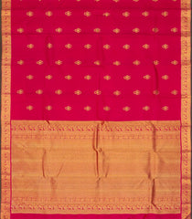 Hot Pink Handloom Kanchipuram Silk Saree With Floral Buttas-KA12720
