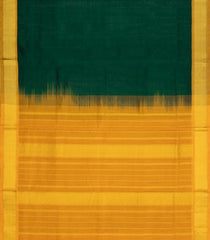Dark Green Handloom Silk Cotton Saree With Contrast Border-SC4698