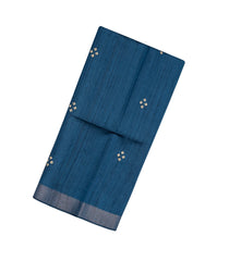 Blue Handloom Dupion Silk Saree With Printed Bird Pallu-DS0494
