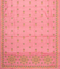 Peach Embroidered Tussar Silk Saree With Meena Floral Embroidery-TU3720