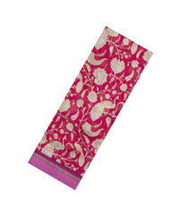 Magenta Printed Chanderi Cotton Saree With Floral Motifs-CC1739