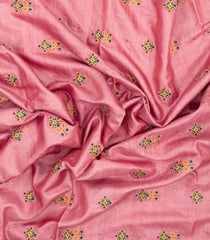 Peach Embroidered Tussar Silk Saree With Meena Floral Embroidery-TU3720