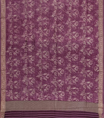 Burgundy Printed Chanderi Cotton Saree With Zari Border-CC1537