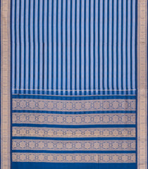 Steel Blue & Blue Handloom Silk Cotton Saree With Zari Stripes-SC4547
