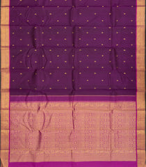 Dark Magenta Handloom Kanchipuram Silk Saree With Floral Buttas-KA12644