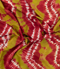 Red Printed Chanderi Cotton Saree With Tie & Dye Motifs-CC1375