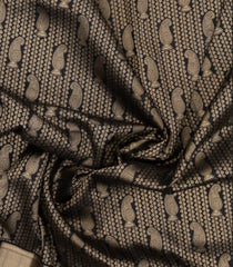 Black Handloom Kanchipuram Silk Saree With Floral Motifs-KA13642