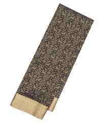 Black Mysore Crepe Silk Saree With Peacock Motifs-MS3094