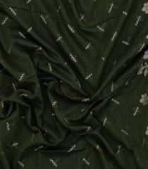 Dark Green Woven Bengal Cotton Saree With Chevron Motifs-BG1815