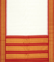White Handloom Gadwal Cotton Saree With Checks & Contrast Temple Border-GA0314