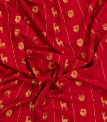 Red Woven Mysore Silk Saree With Buttas & Zari Border-MS3489