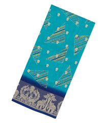 Turquoise Printed Synthetics Dola With Zari Butta & Zari Border -BL5224