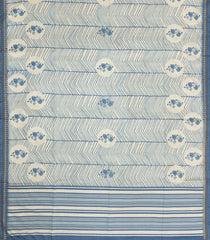 Steel Blue Printed Synthetic Tussar Silk Saree With Contrast Border-SY0146