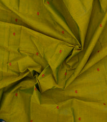 Olive Green Woven Chettinad Cotton Saree With Contrast Border-CN1855