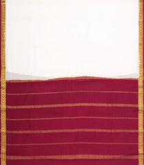 White Woven Mysore Silk Saree With Contrast Zari Border-MS3792
