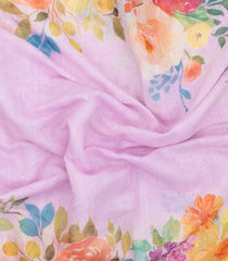 Lavender Printed Synthetic Linen Saree With Floral Motifs-SY0121