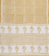 Beige Woven Jaipur Cotton Saree With Printed Floral Motifs-JC1434