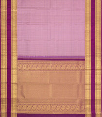 Lilac Handloom Kanchipuram Silk Saree With Zari Checks-KA16260