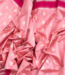 Light Peach Woven Dupion Silk Saree With Floral Motifs & Contrast Border-DS0535