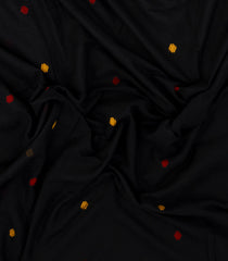Black Handwoven Bengal Cotton Saree With Diamond Buttas-BG1518