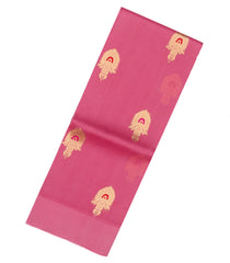 BubbleGum Pink Handloom Banarasi Organza Silk Saree With Floral Buttas-BE1480