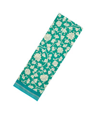 Aquamarine Woven Chanderi Cotton Saree With Printed Motifs-CC1701