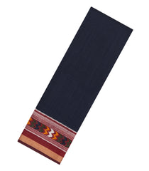 Midnight Blue Printed Chanderi Cotton Saree With Zari Border-BL5491