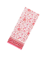 White Woven Jaipur Cotton Saree With Printed Peach Floral Motifs-JC1437