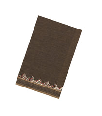 Dark Grey Woven Chirala Cotton Saree With Printed Border & Pallu-CR1362