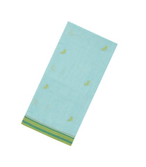 Turuqoise Handloom Bengal Cotton Saree With Parrot Buttas-BG1697