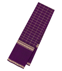 Purple Handloom Kanchipuram Silk Saree With Zari Checks-KA14687