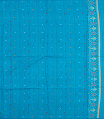 Turquoise Printed Art Dupion Tissue Saree With Tie & Dye Border-BL5835
